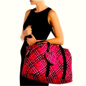 Lovely Betsey Johnson Raspberry Red Quilted Weekender NWT